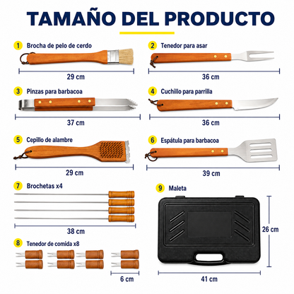 Set Parrillero Asado 18 Piezas | Especial Fiestas Patrias