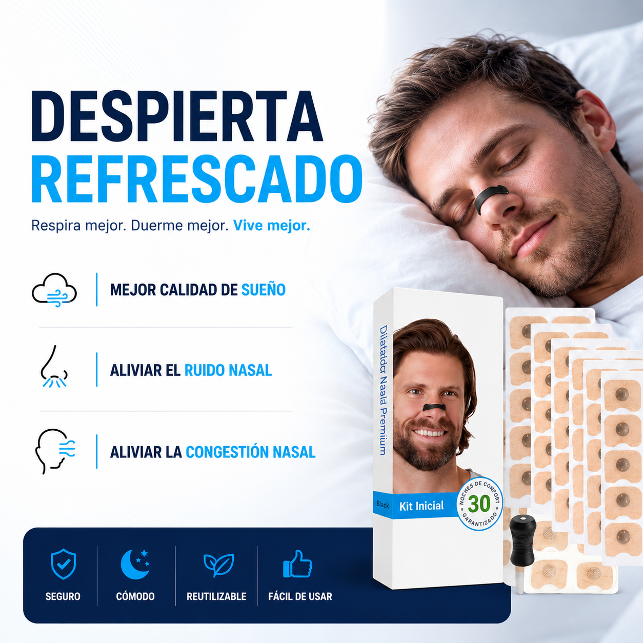 AeroSleep™ | Dilatador Nasal Anti-Ronquidos (30 Imanes)