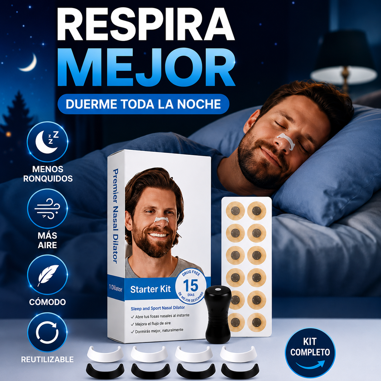 AeroSleep™ | Dilatador Nasal Anti-Ronquidos (30 Imanes)