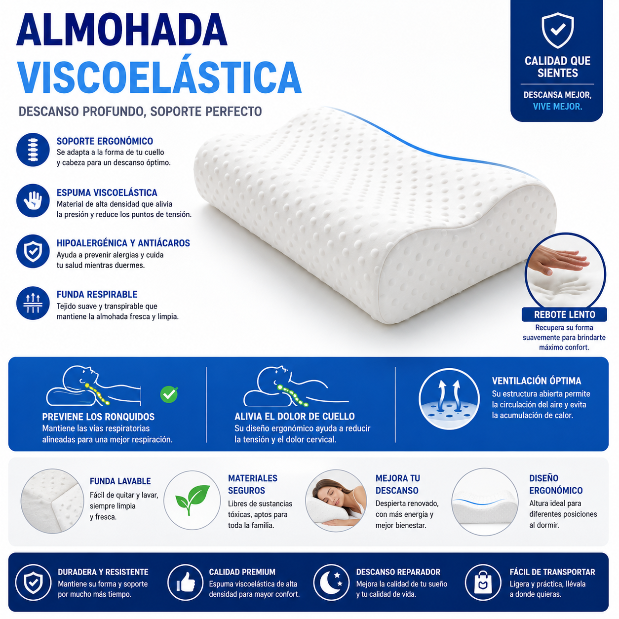 ErgoRest™ | Almohada Terapéutica y Cervical Ergonómica